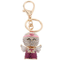 Fashion Rhinestone Crystal Fuchsia Angel Charm Purse Bag Key Ring Keychain Keyfob