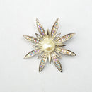 Sparkle Sunflower Faux Pearl Crystal Pin Brooch Elegant Lady Fashion Jewelry