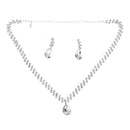 Silver Water Drop Necklace and Earring Set for Party or Wedding