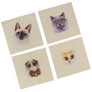 4 Pieces Assorted Cats Pattern Hand Dyed Printed Cotton Fabric Sewing DIY Patchwork 15x15cm