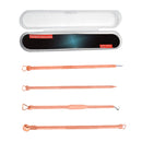 4Pcs Gold Facial Pimple Acne Spot Pimple Remover Blackhead Whitehead Extractor Needles Tool Kit Plastic Case