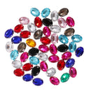 50 Pieces 13x18mm Oval Rhinestone Acrylic Bead Buttons for Wedding Embellishment DIY Craft