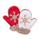 Glossy Shiny Exquisite Red&White Enamel Christmas Snowflake Gloves Ornaments