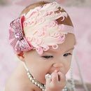 Fashionable Cute Feather Rhinestone Headband Headwear Hair Accessory Baby Pink