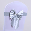 Elastic Sash Band Chair Back Wedding Bowknot Bow Ribbon Decoration for Hotel Restaurant Wedding Party Chair Decor Silvery