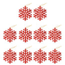 Glitter Snowflake Shape Christmas Tree Hanging Charms Home Decor Ornaments Red Pack Of 10PCS