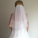 Bridal Wedding 3-Layer Sequin Bow with Comb Tulle Veil Party Costume White
