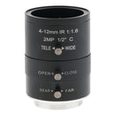 4mm-12mm F1.6 2MP(Megapixels) Varifocal CCTV Industrial Camera Lens C Mount Manual IRIS Zoom Lenses FOV 70-29 Degree
