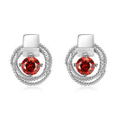 Dangle Drop Stud Earrings for Ladies Red 8x8mm Square Cubic Zircon in White Gold Plating Elegant New Hot Fashion Accessories