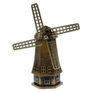 Bronzer Metal Dutch Windmill Model Statue Figurine Craft for Cafe Bar Decor