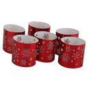 Generic 6PCS Hollow Snowflake Pattern Led Tealight Candle Holders Red