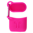 For AirPods Protective Case , Silicone Cover Charging Sleeve Pouch Carrying Case Bag and Anti-lost Metal Key Ring Rose Red