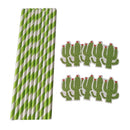 10pcs Cactus Paper Striped Disposable Drinking Straw Party Decoration Green