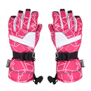 Women Waterproof Windproof Ski Snow Sports Gloves with Double Lock Design Rose Pink