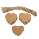 Pack of 100 Rustic Kraft Paper Heart Blank Card with Jute Twines Gift Tags Labels