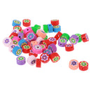 Pack of 50 Colorful Round Flower Polymer Clay Slices Flat Beads for Jewelry Making