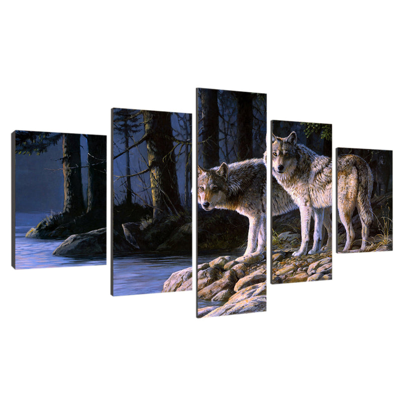 1 Set of 5PCS Canvas Painting for Home Bedroom Cafe Hotel Room Wall Art Wall Decor Paintings Animal Print Charms 30*40/60/80cm