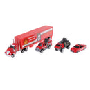 1:64 Diecast Alloy Transporter Container Truck with 3 Car Construction Model Children Toy Collectibles - Fire Engines No.2