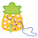 Montessori Wooden Caterpillar Eating Fruits Game Threading Kids Educational Toy Birthday Gift - Pineapple