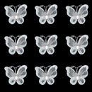 50pcs Wired Mesh Stocking Glitter Butterflies - White