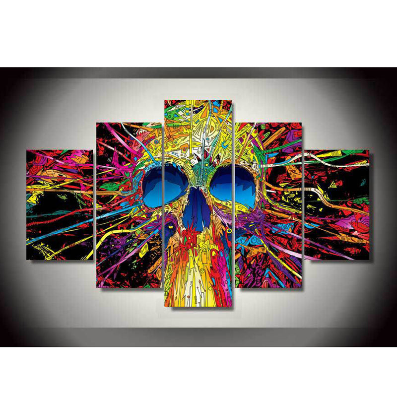 1 Set of 5PCS Canvas Painting for Home Bedroom Cafe Hotel Room Wall Art Wall Decor Paintings Gothic Skull Print Charms 40/60/80cm
