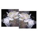 2pcs White Rose Flower Prints Pictures Wall Canvas Artwork Oil Paintings For Living Room TV Background Decor
