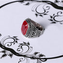 Fashion Man Punk Rings Vintage Red Gem Finger Ring With Red Rhinestone 18mm