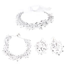 Elegant Women Lady Crystal Rhinestone Necklace Earrings with Headband Wedding Jewelry Sets