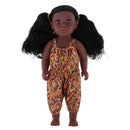 43cm Real Life Vinyl Baby Doll African-American Newborn Baby Girl Doll Toys With Curly Long Hair