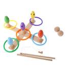 Wooden Fishing Game, Rings Toss Game, Bowling Games 3 GAMES in 1 Pack Toy