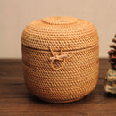Handmade Rattan Woven Pu-erh Tea Cake Storage Box Canister Kitchen Container
