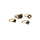 4 Pieces Set Antique Gemstone Rings Stack Plain Rings Band Mid Finger Rings (Gold Tone)