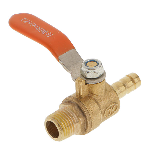 1/4 BSP Thread to 5/16 Barbed Hose Brass Ball Valve Shut Off Switch Fluid Lever Self-locking Good Seal Efficient Convenient Durable Universal Use