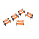5pcs 1:75 Plastic Model Park Bench Model Landscape w/ Black Arm