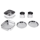 6Pcs Stainless Steel Foldable Pot Cookware Set Bowl Cooking Supplies Camp