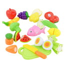 Plastic Fruit Vegetables Kitchen Slice Pretend Cut Set Kids Role Play Toys