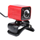 360 Degrees Rotatable 12MP USB Webcam Clip-on Web Camera w/ Mic for Computer Red