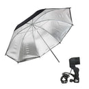 EU Plug E27 Photo Studio Light Stand Mount Holder + 33''/83cm Flash Lighting Black Silver Reflective Umbrella Reflector Photography