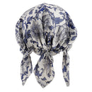 Light Weight Silk Bonnet Night Sleeping Hat Head Cover Eye Mask Beanie Cap Blue