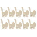 Pack of 10 Baby Carriage Wooden Tags Baby Shower Christening Party DIY Craft