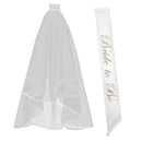 2 Layer Wedding Veil with Comb and Bride to be Satin Sash Party Decoration