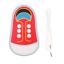 Wooden Montessori Toy, Red Shoe Lacing Game for Kids, Early Life Skill Learning Toy Gift