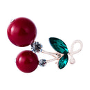 Sweet Red Cherry Brooch Faux Pearl Lapel Pin Hat Pin Clips Luxury Ornaments