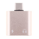 USB C to 3.5mm Audio Adapter, 2 in 1 USB Type C Male to 3.5mm Female Stereo Earphone Converter Dongle and Charging Adapter for Type C Devices Gold