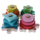 Kids Early Learning Wooden 4 Pillars Wisdom Column Geometry Blocks Matching Baby Developmental Toy Playset