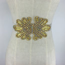 Wedding Dress Accessories Gold Rhinestone Vintage Beaded Crystal Belt Sash