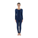 Men Women Fashionable Long Sleeves Stretchy Spandex Bodysuit Catsuit Gymnastic Dance Costume Adult Unitard Dark Blue XL