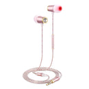 1.2m Wired Earphone 3.5mm In Ear Earbuds Earpiece Metal HiFi Headphones for Smartphone MP3 MP4 Pink