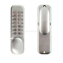 Modern Keyless Digital Push Button Door Lock with Holdback in Satin Chrome