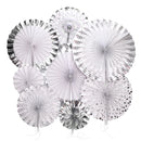 Set of 8pcs Silver Glitter Tissue Paper Pinwheel Folding Wall Door Hanging Fan Backdrop Wedding Party Decora
